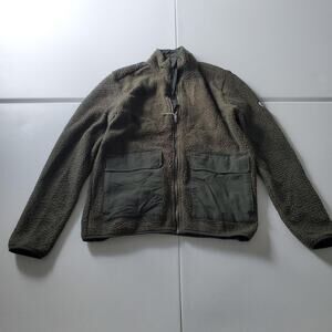 Vuori Idyllwild Sherpa Jacket Mens Medium Green Fleece Full Zip Pockets Outdoor